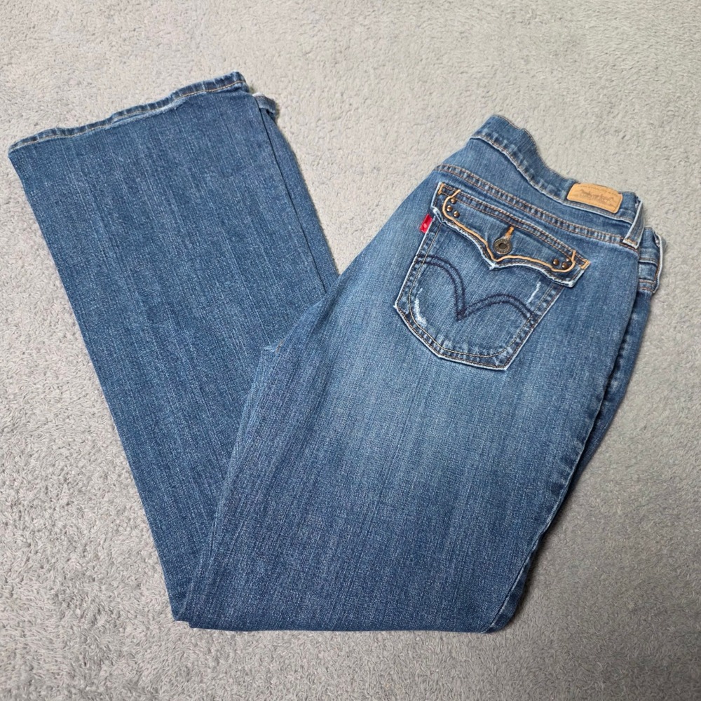 Levi's Womens 12 S/C 515 Bootcut Jeans Blue Medium Wash Flap Pocket Stretch